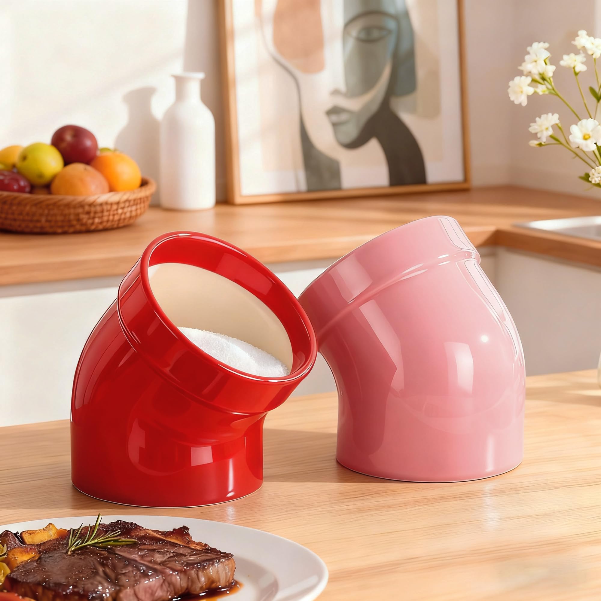 Marketty Salt Pig red wide-opening highlights quick seasoning retrieval.