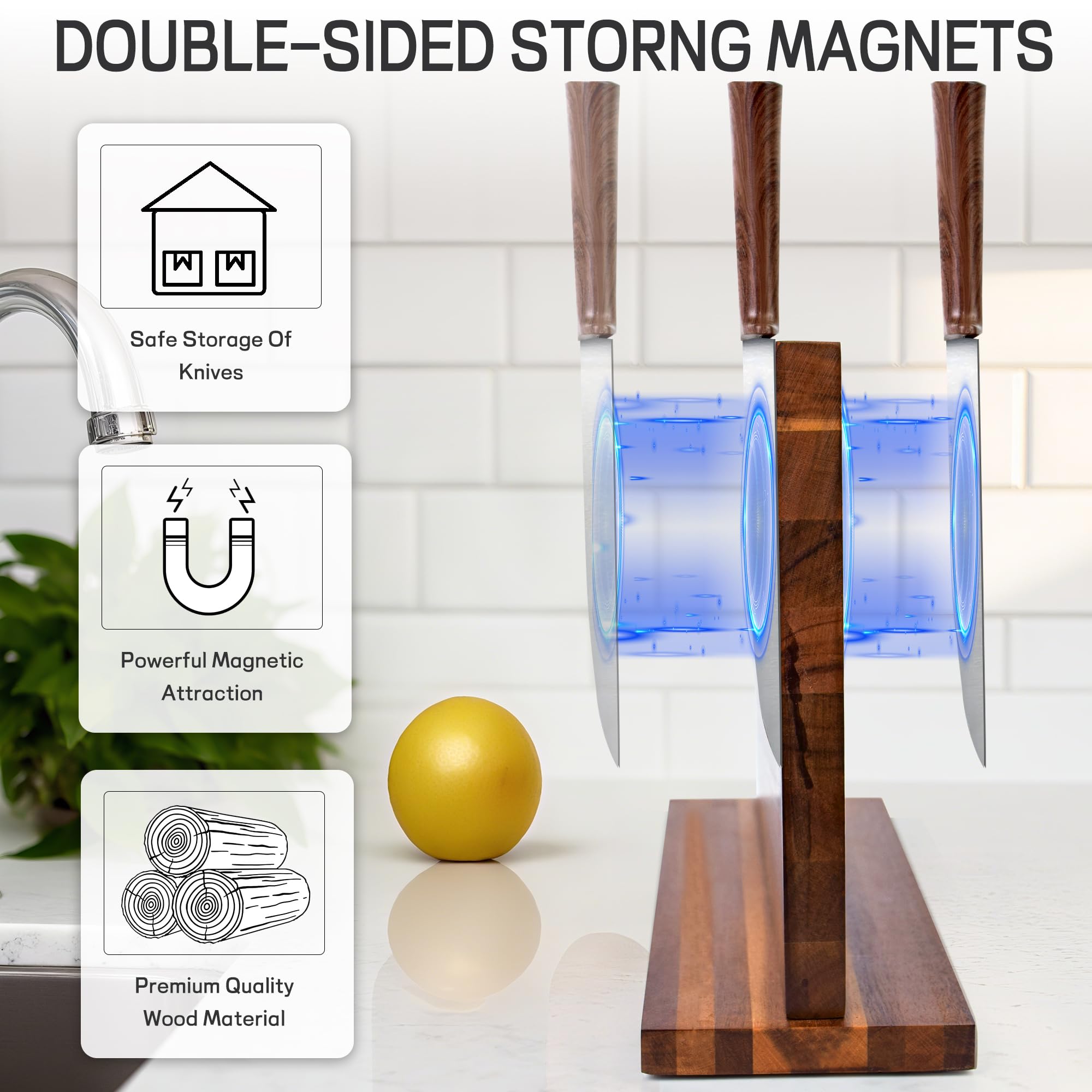 Marsheepy double-sided magnetic knife block top view highlighting easy access.
