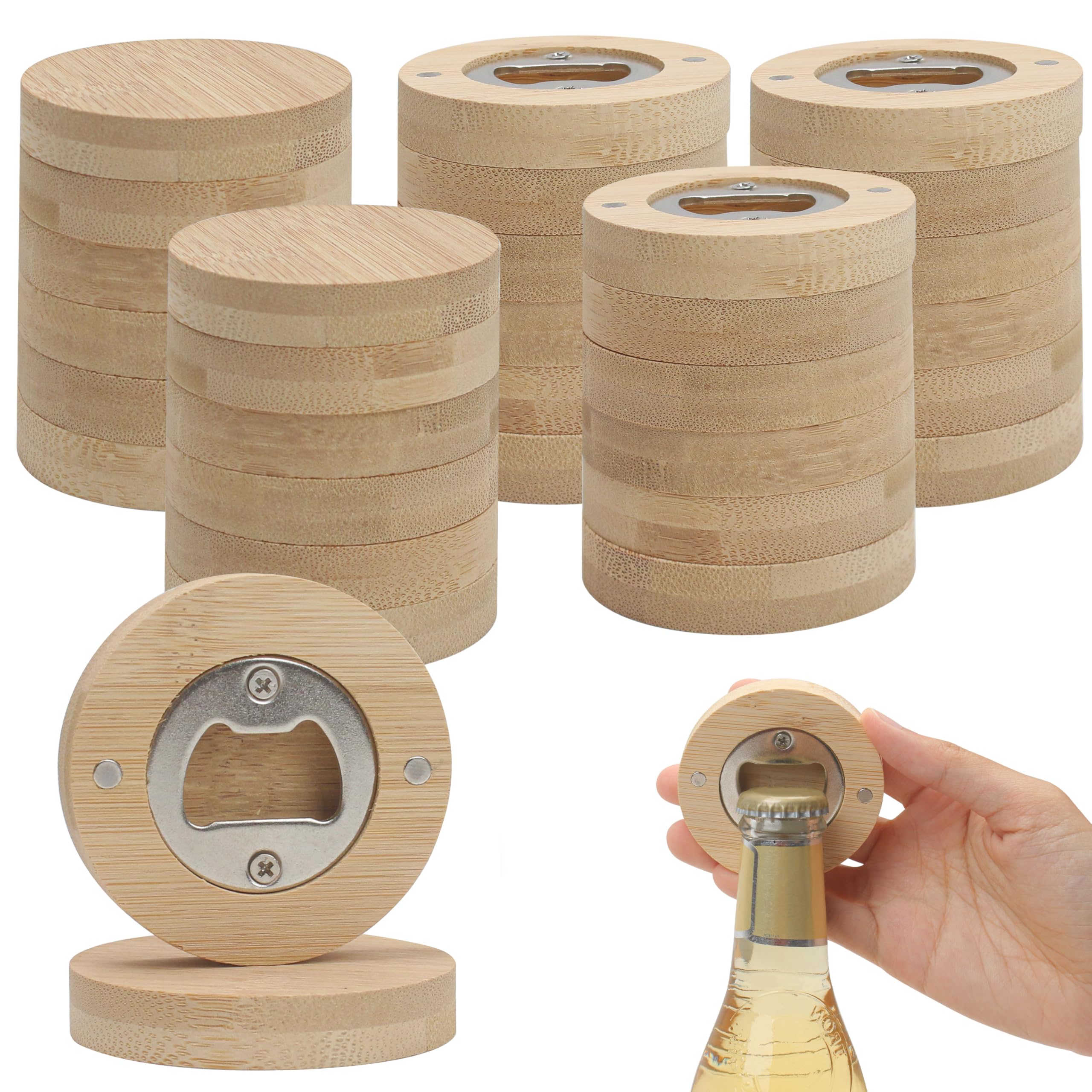 Marsrut bamboo bottle opener 30pcs with magnetic fridge hold for quick access