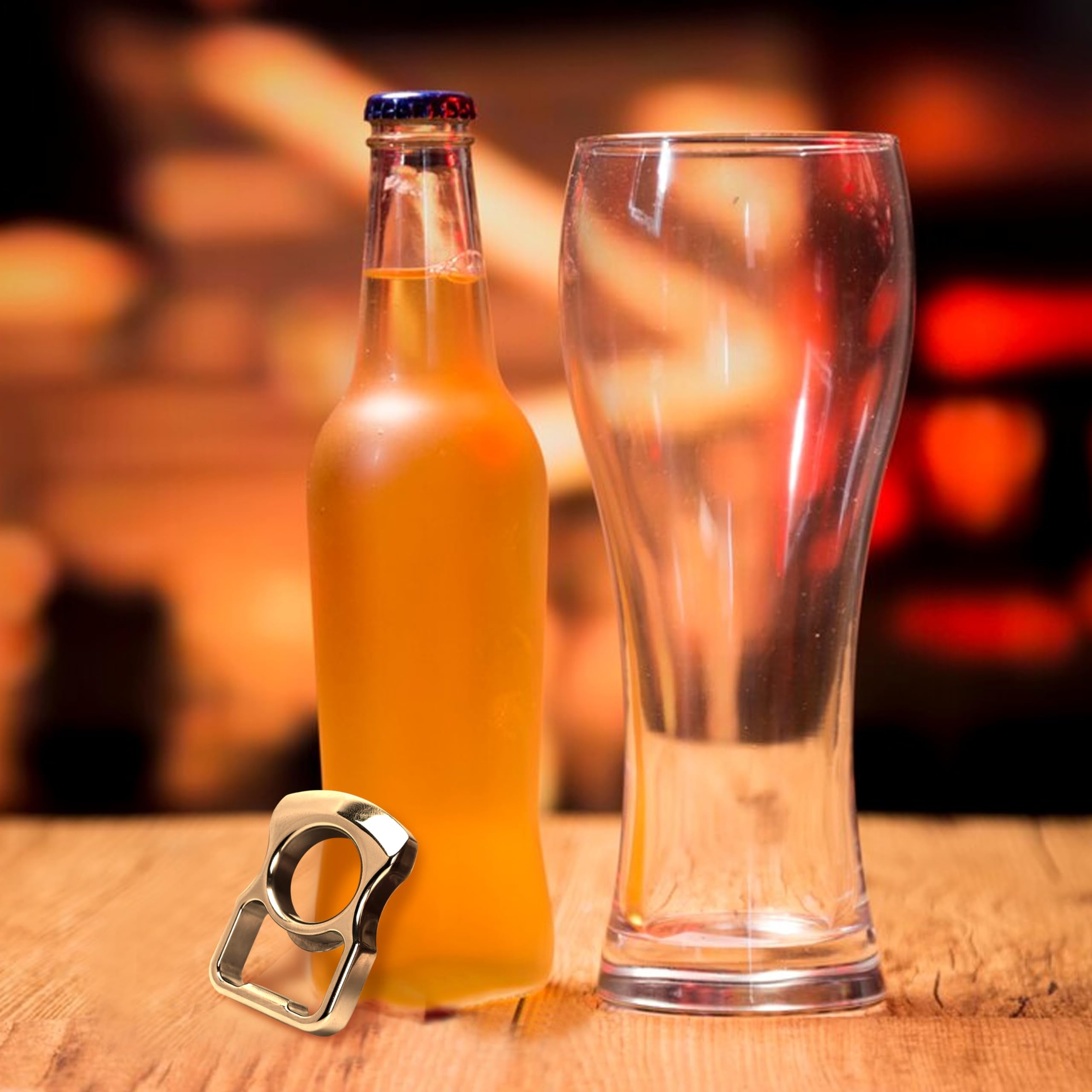Marsrut bottle opener silver finish detail adds a sleek look