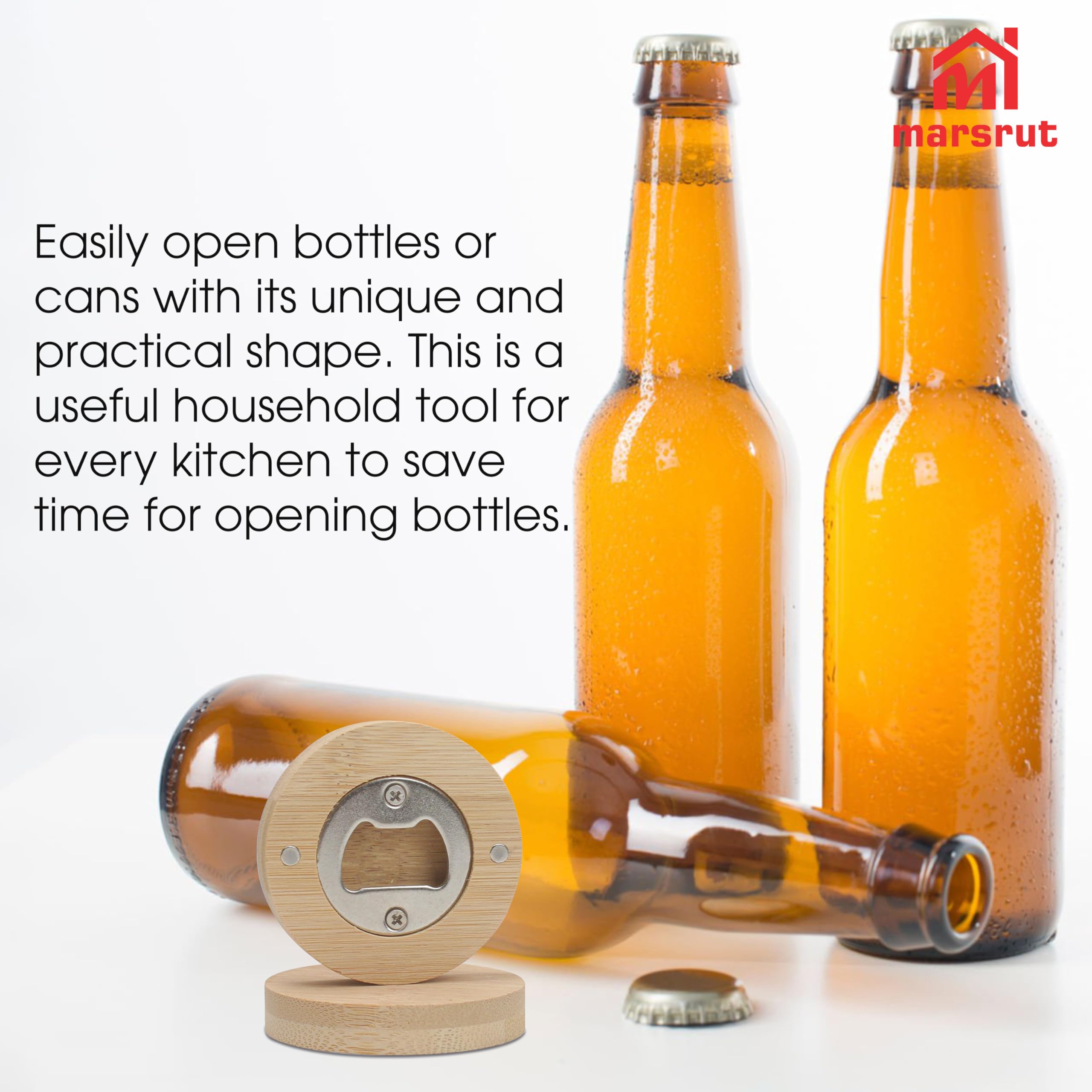 Marsrut fridge magnet round beer opener attached to fridge for convenient, ready access
