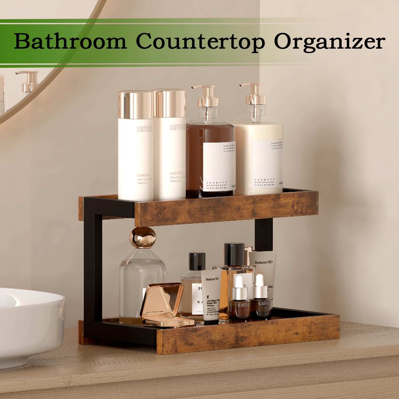 MARTY 2-tier spice rack coffee station setup on countertop.