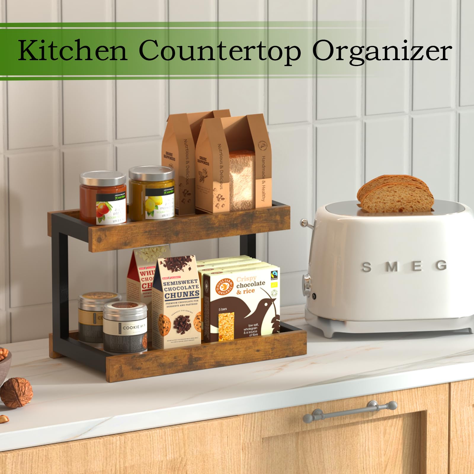 MARTY 2-tier spice rack side profile shows sturdy frame.