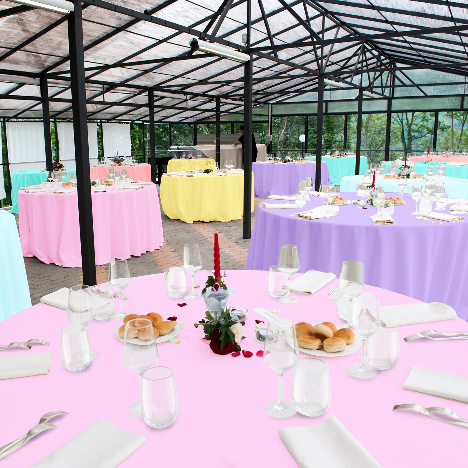MASHAN 12-pack pastel round tablecloths for easy cleanup after events