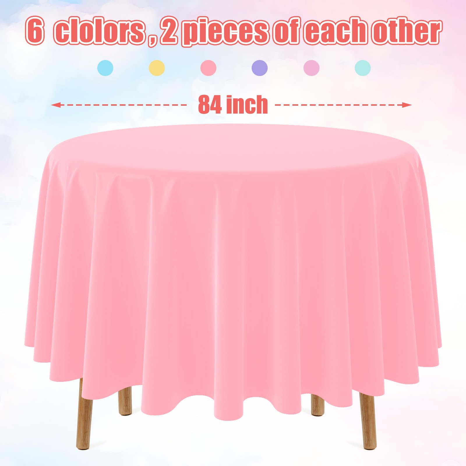 MASHAN light blue pastel round tablecloth ideal for baby showers