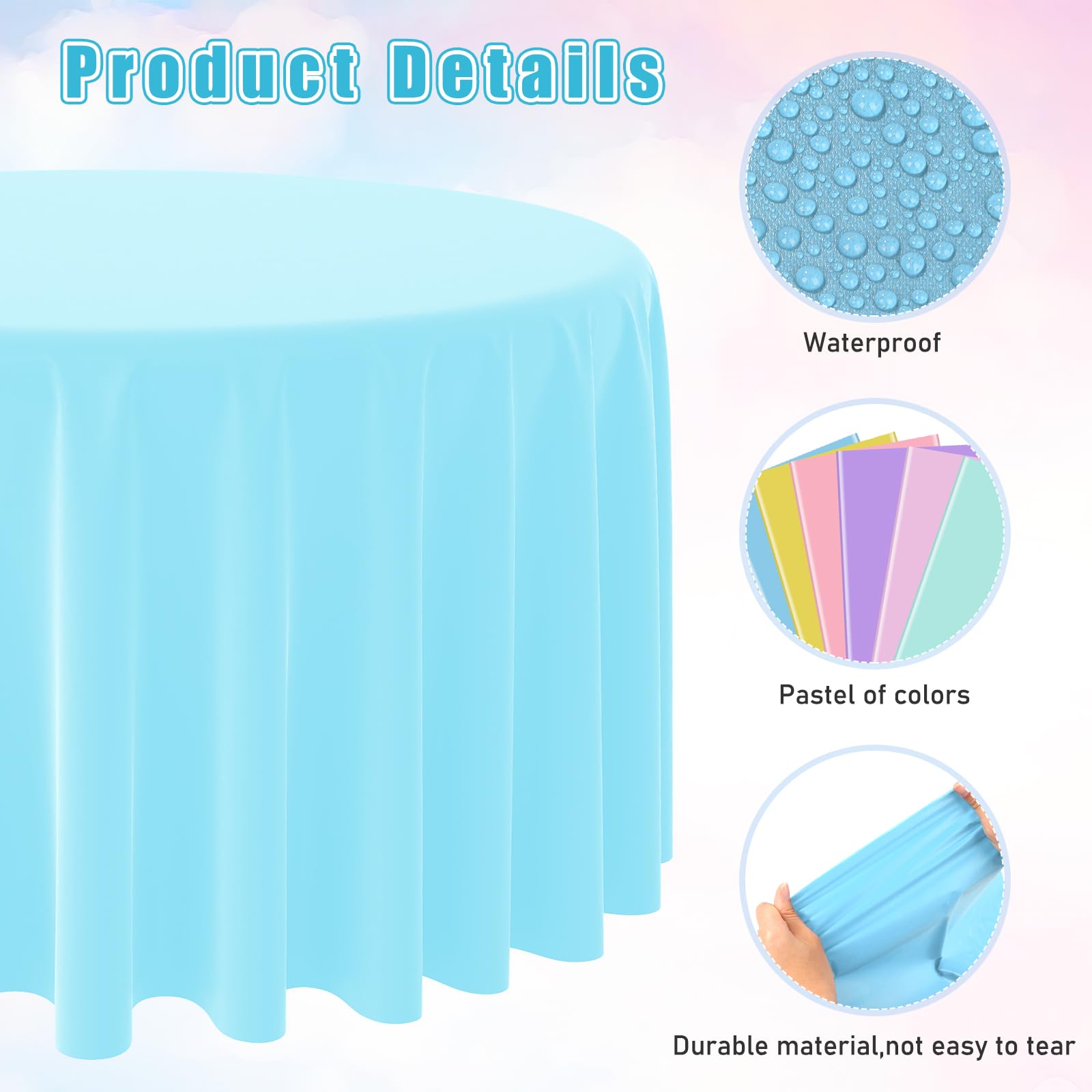 MASHAN light purple pastel round tablecloth fits wedding receptions
