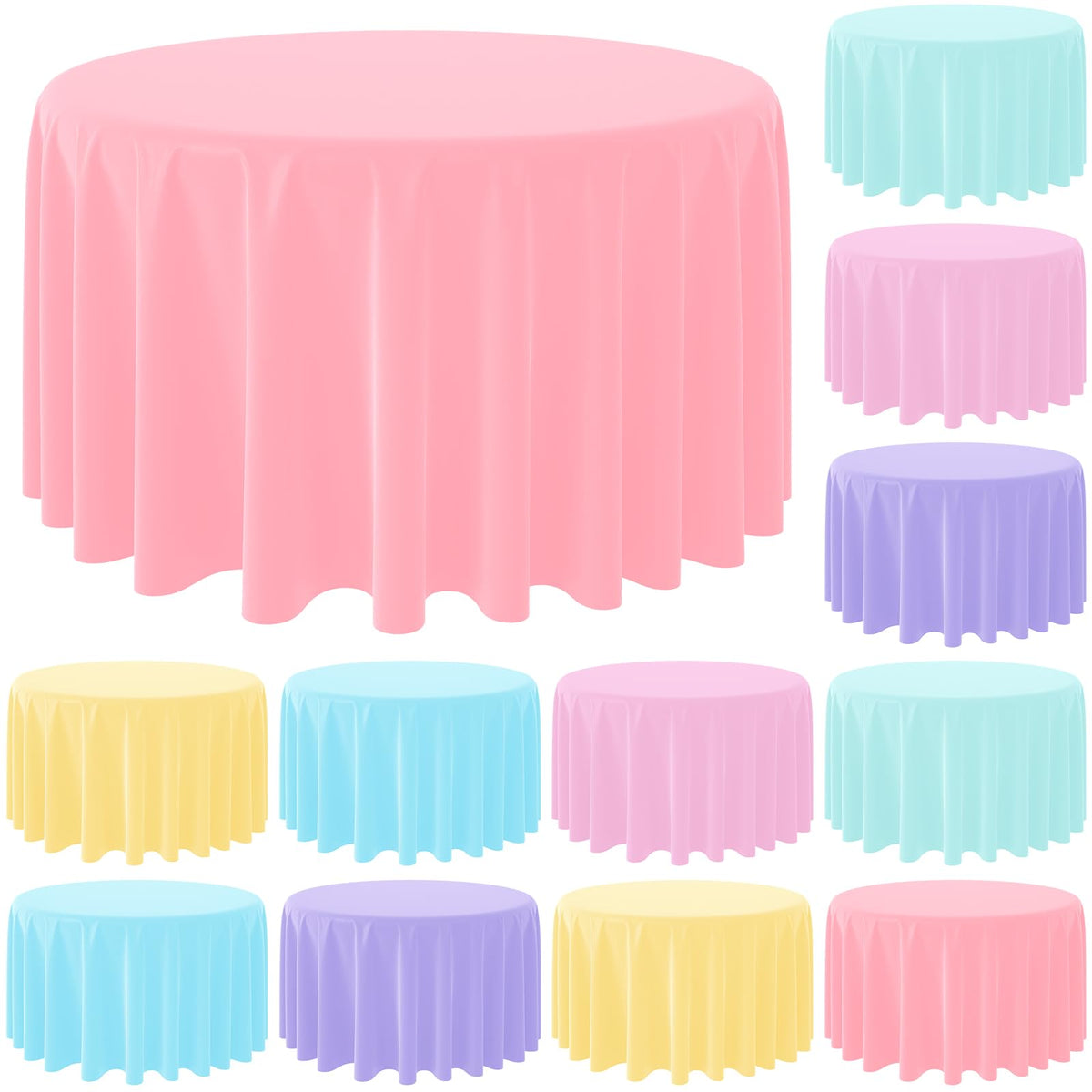 MASHAN pastel pink round tablecloth enhances birthday party decor