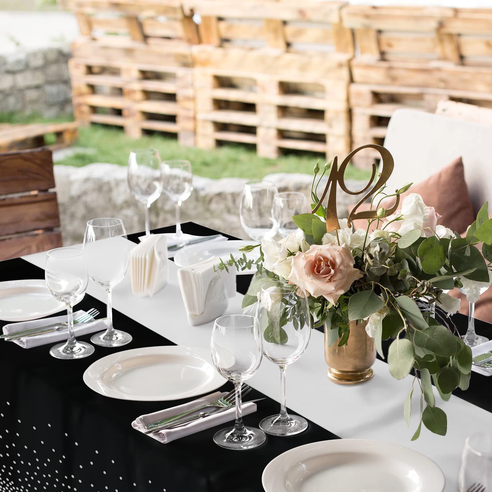 MASHAN disposable tablecloth and runner for quick post-event cleanup