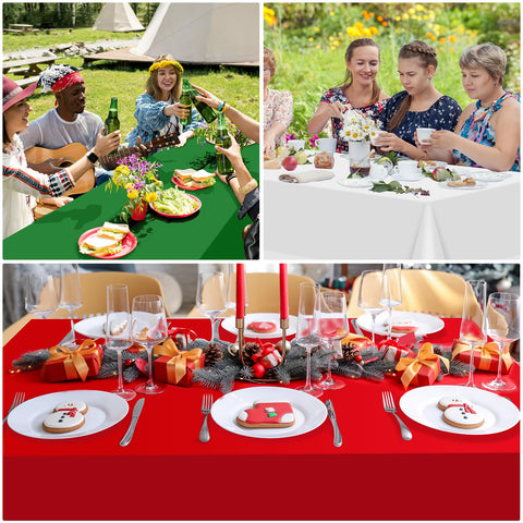 MASHAN red-green-white tablecloth adds festive decor to events.