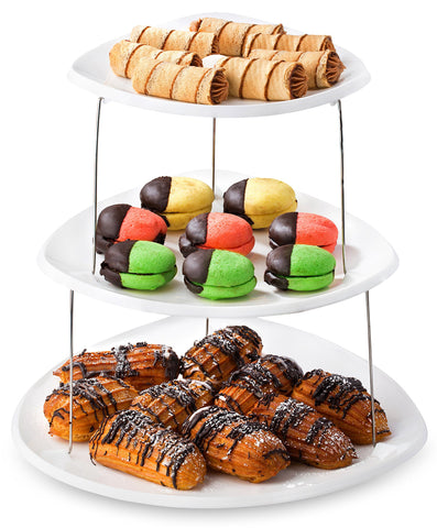 Masirs collapsible 3-tier tray folds for easy storage and stylish serving.