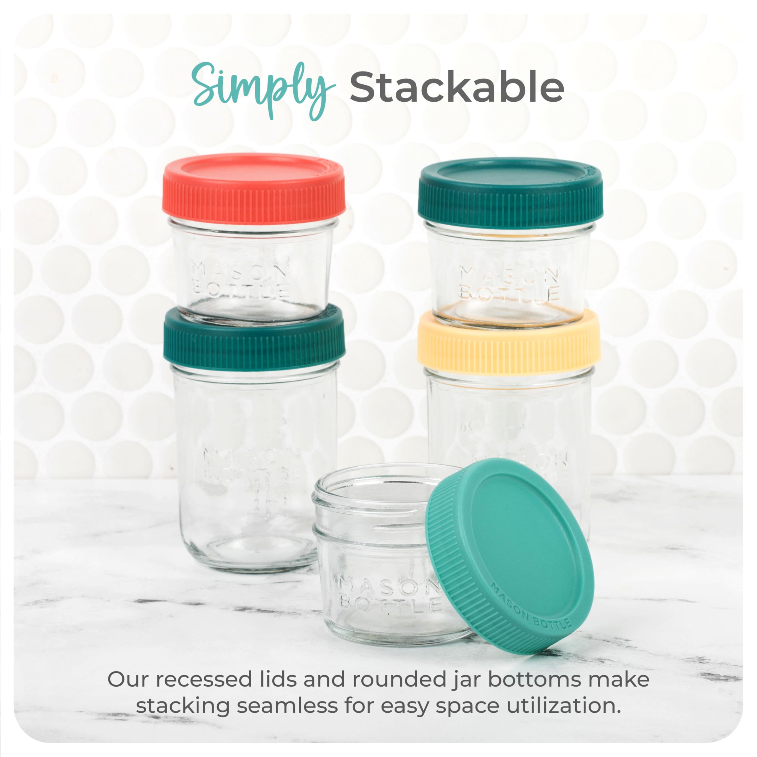 Mason Bottle embossed measurements help track portions effortlessly.