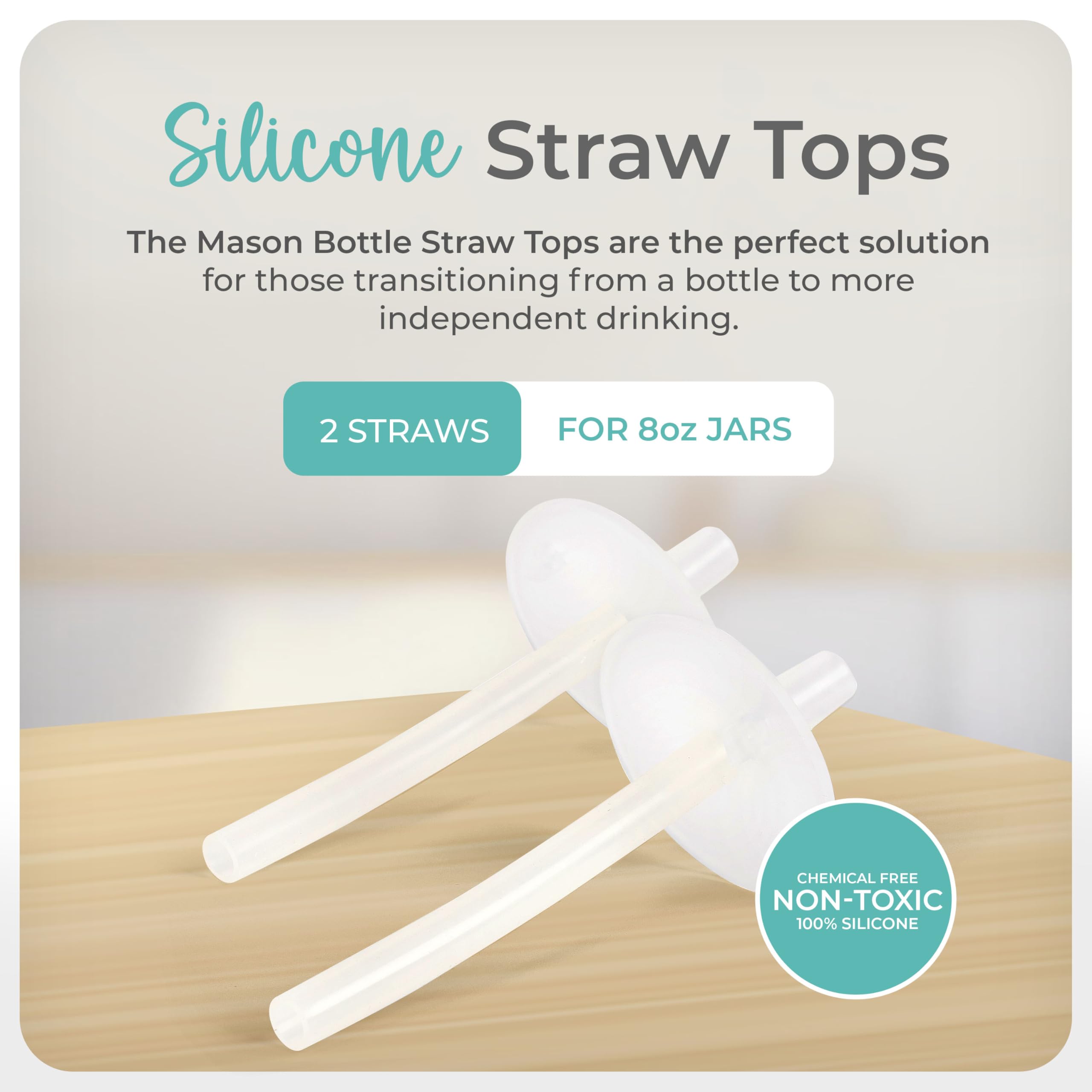 Mason Bottle straw toppers fit 8oz regular-mouth jars, versatile use.