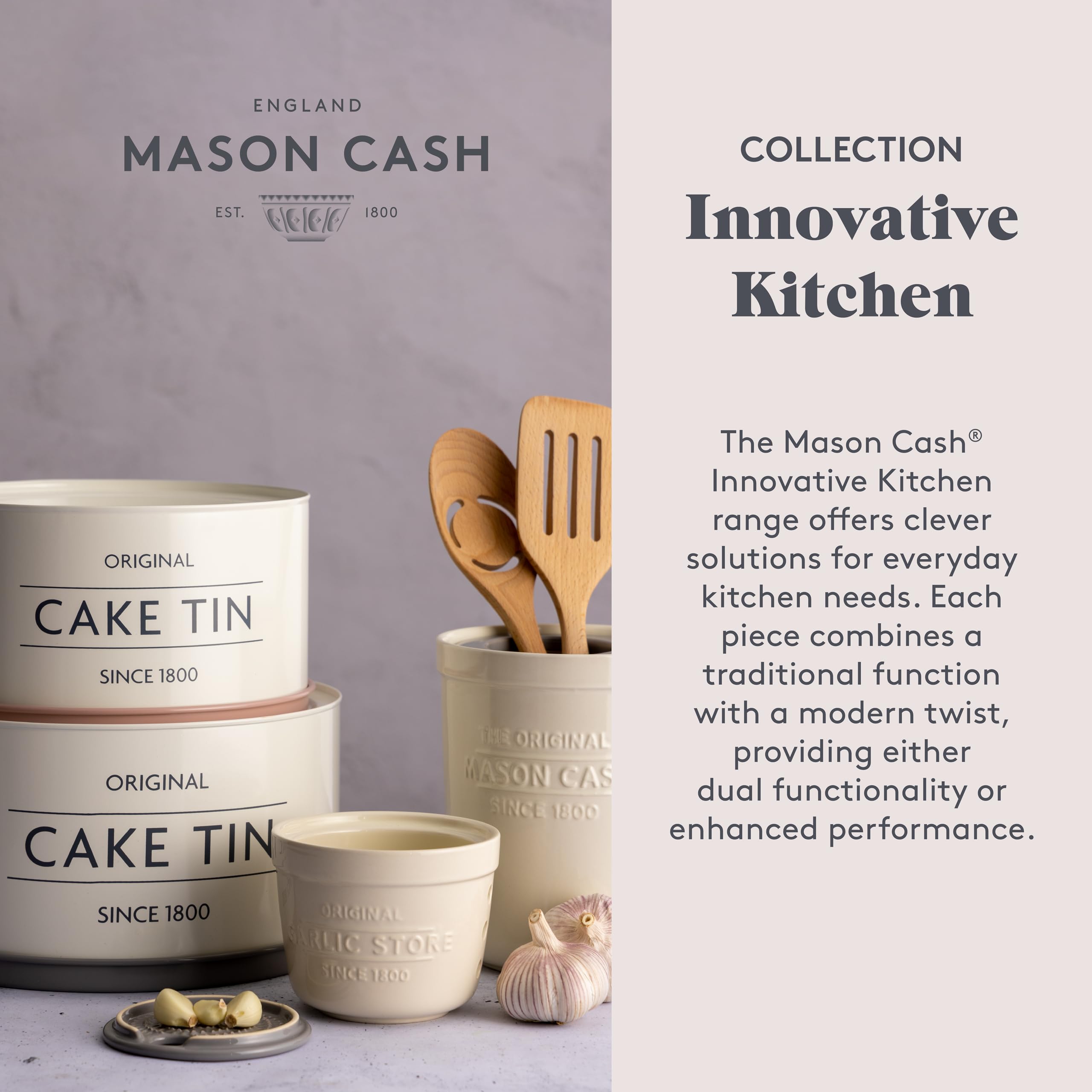 Mason Cash circulation vents help minimize lingering odors after garlic storage.