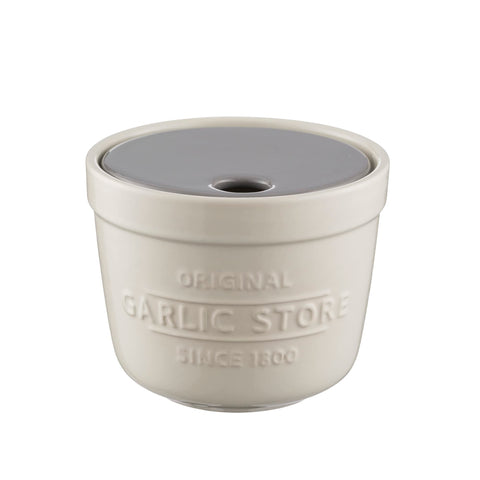 Mason Cash garlic store with lid grater for quick, fresh garlic prep.