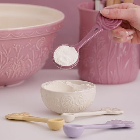 Mason Cash In The Meadow color glaze enhances counter appeal while cooking