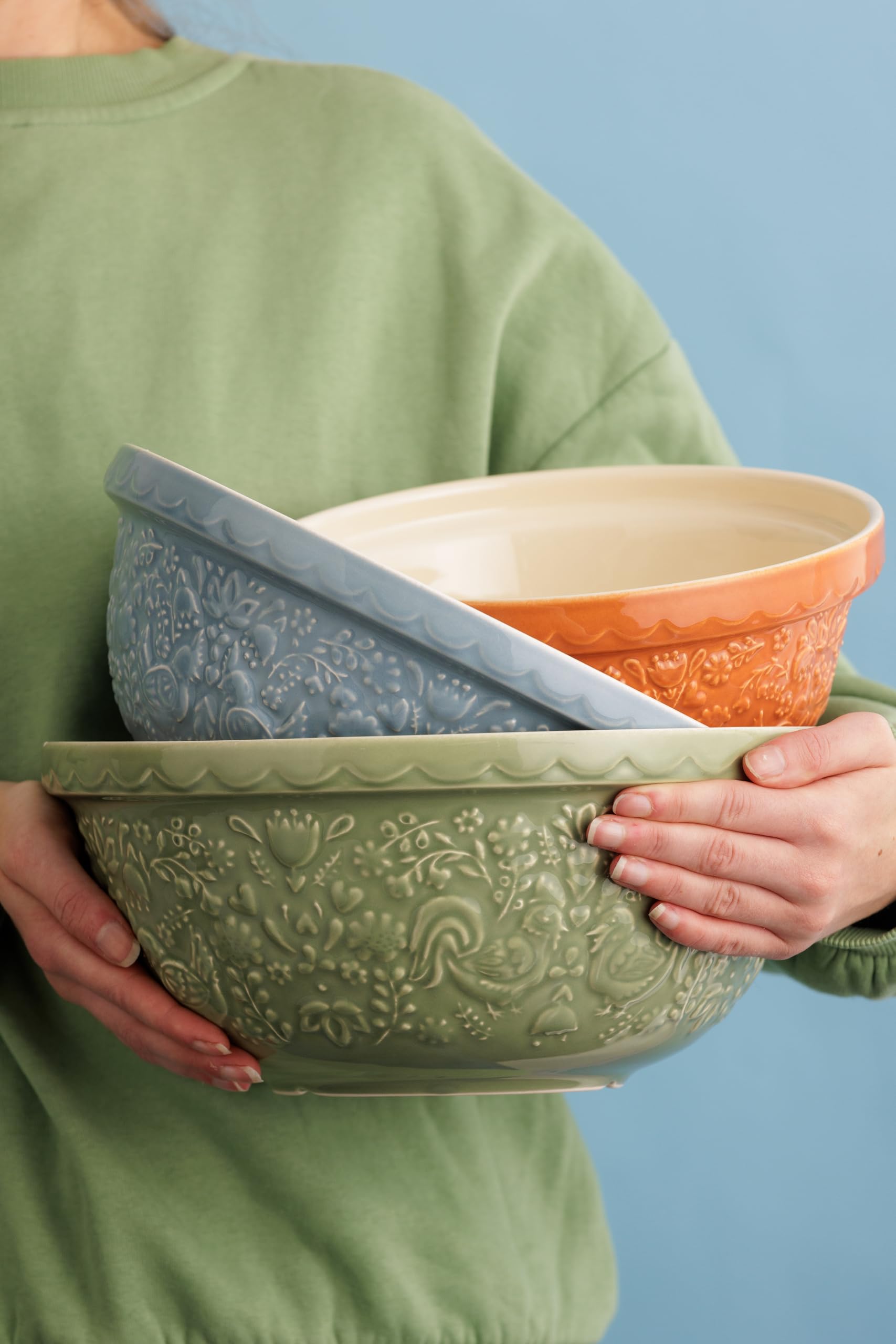 Embossed patterns on Mason Cash bowl add visual appeal while you bake