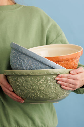 Embossed patterns on Mason Cash bowl add visual appeal while you bake