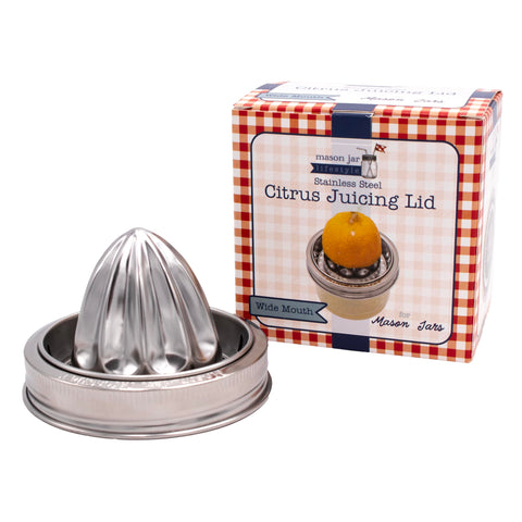 The lid fits common jar brands for quick, fresh lemon or orange juice.