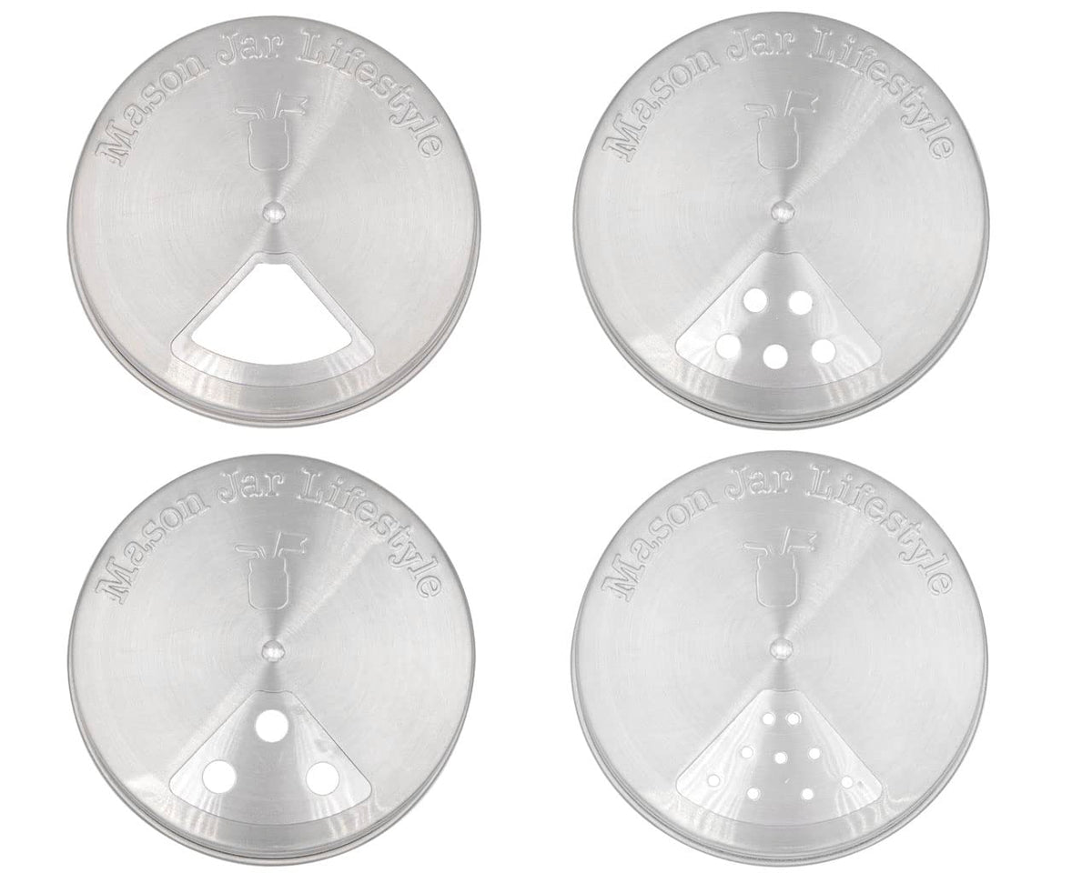 Mason Jar Lifestyle adjustable spice lid on wide-mouth jar for precise seasoning.