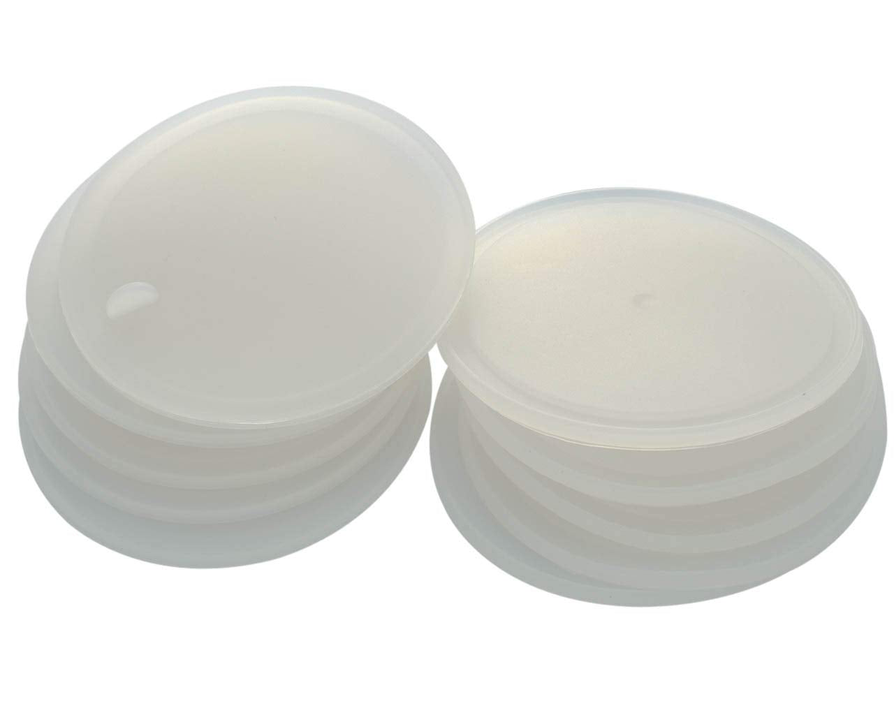 Mason Jar Lifestyle platinum silicone lid inserts for wide-mouth jars providing leak-proof storage.