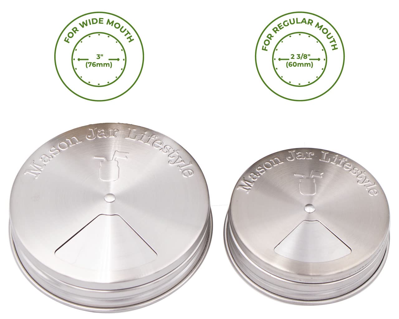 Mason Jar Lifestyle stainless steel spice shaker top provides smooth pour and easy refills.