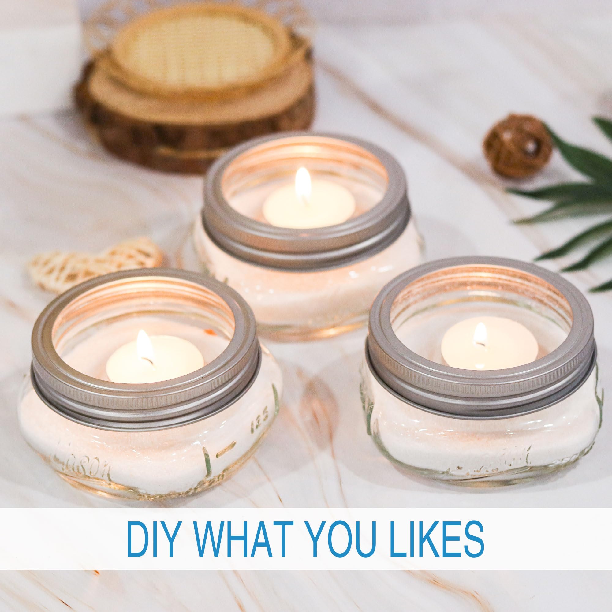 DIY projects with 16 Pack Mason Jars 8 oz, such as candles and bath salts