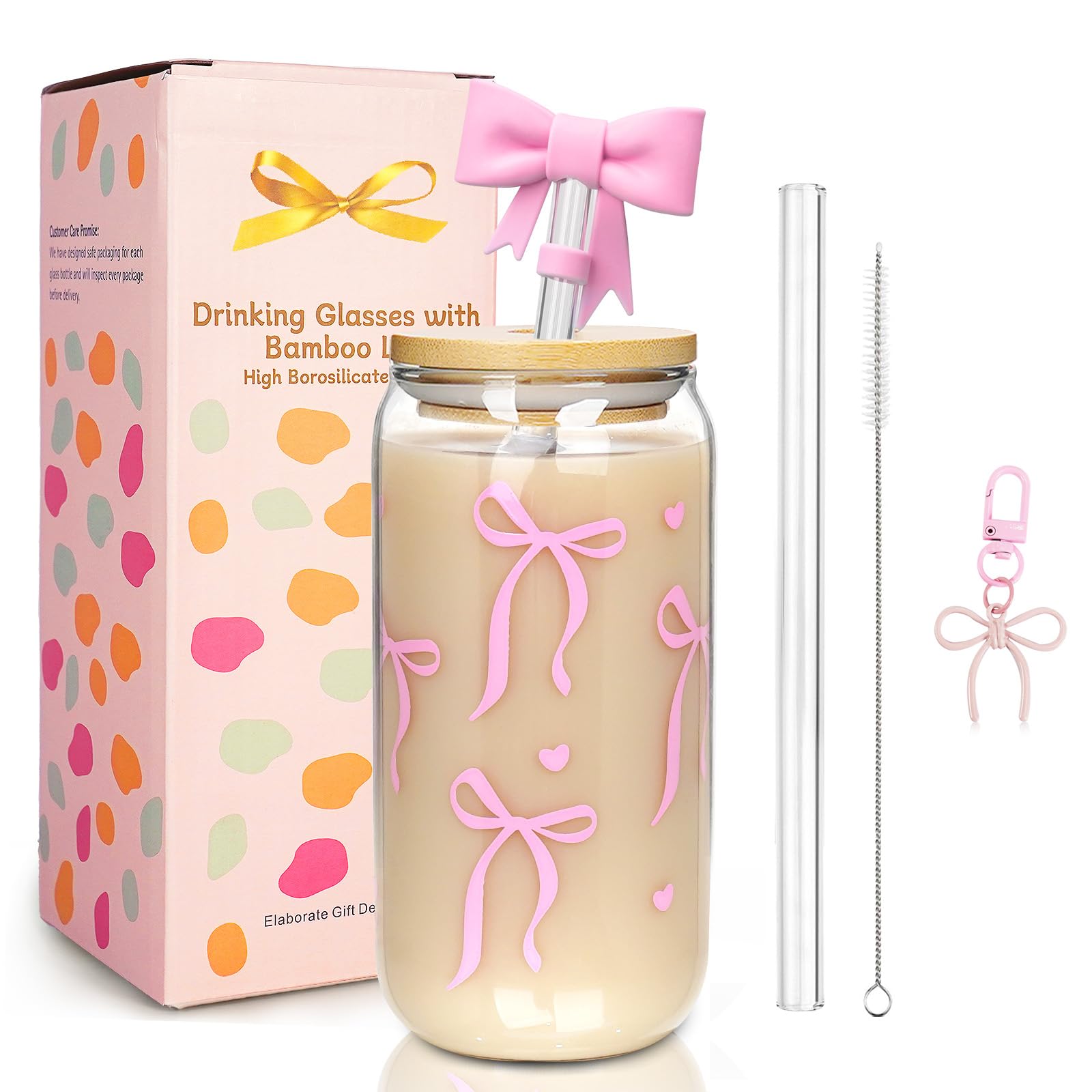 Mason Life Coquette pink glass cups show off stylish 18oz capacity for iced drinks