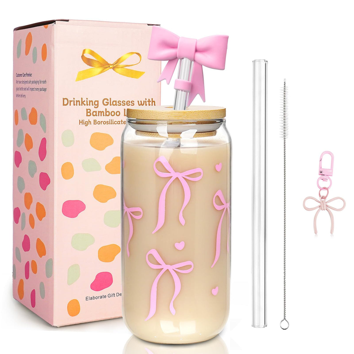 Mason Life Coquette pink glass cups show off stylish 18oz capacity for iced drinks