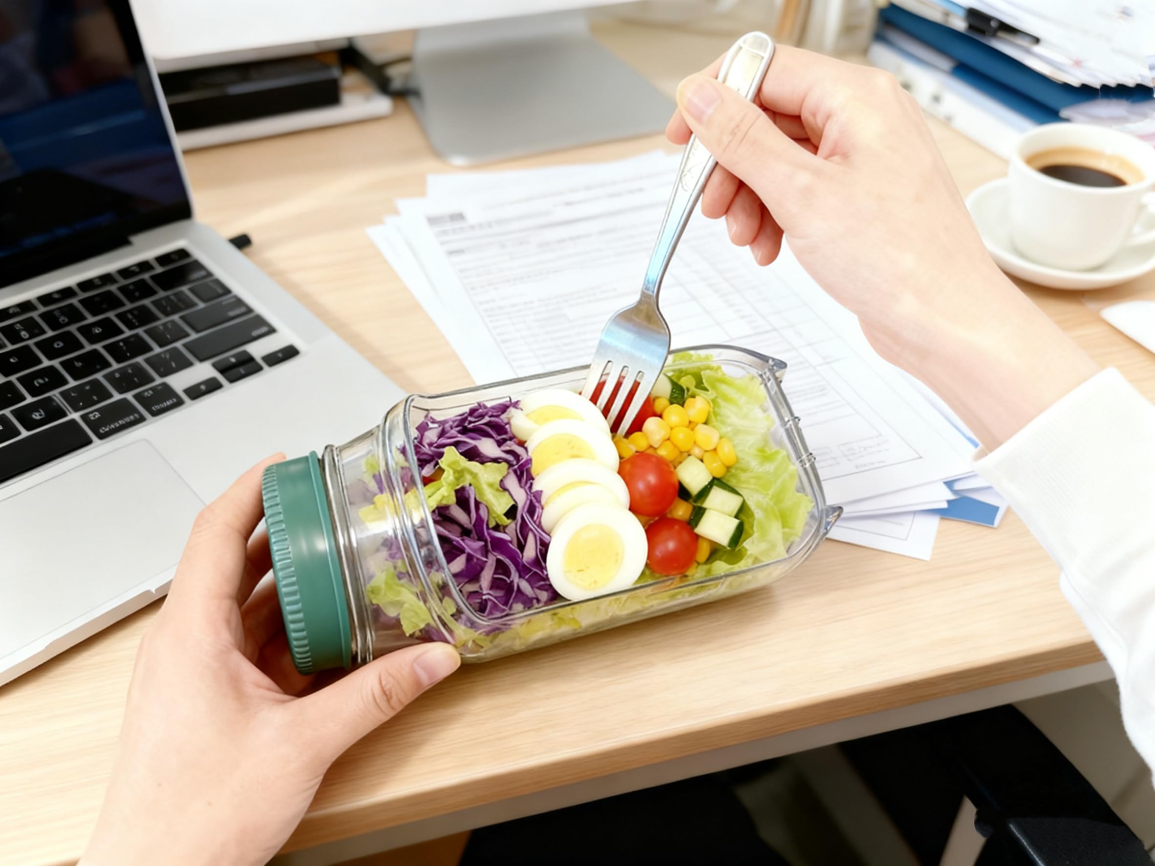Mason salad jar portable size ideal for work, gym, or travel