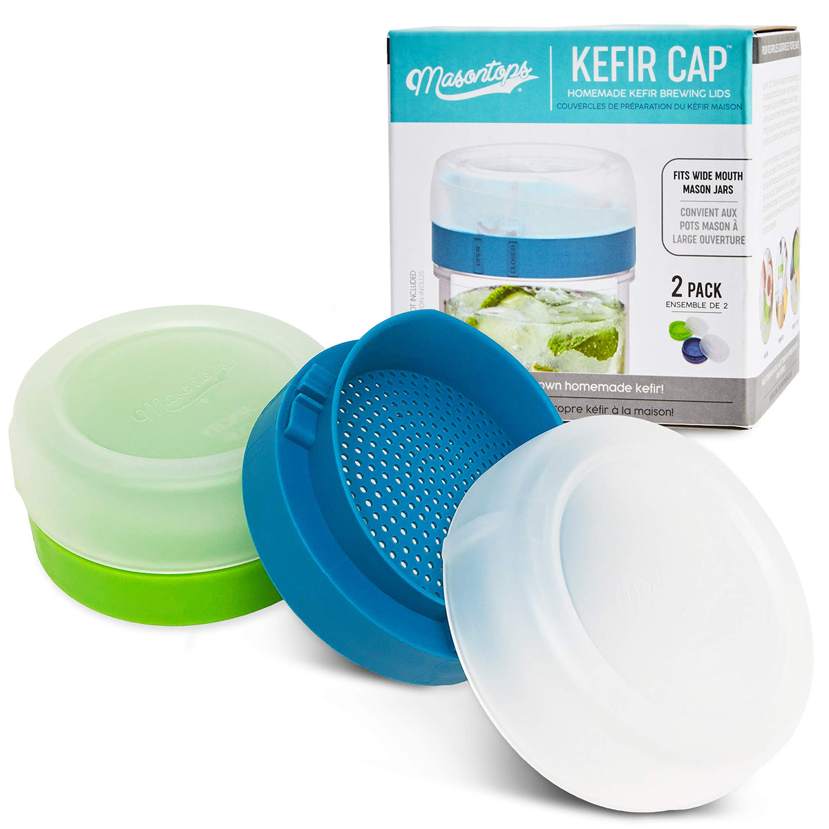 Masontops kefir lid wide mouth open cap enables airflow for fermentation