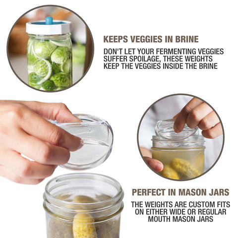 Masontops Pickle Pebble with finger grip for quick removal.