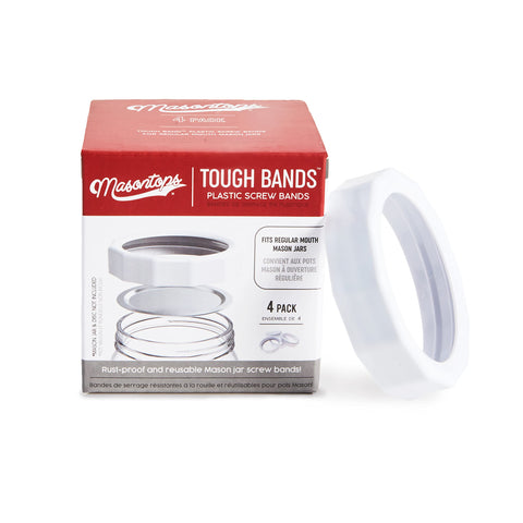 Masontops Tough Band seals a regular-mouth jar for airtight storage.