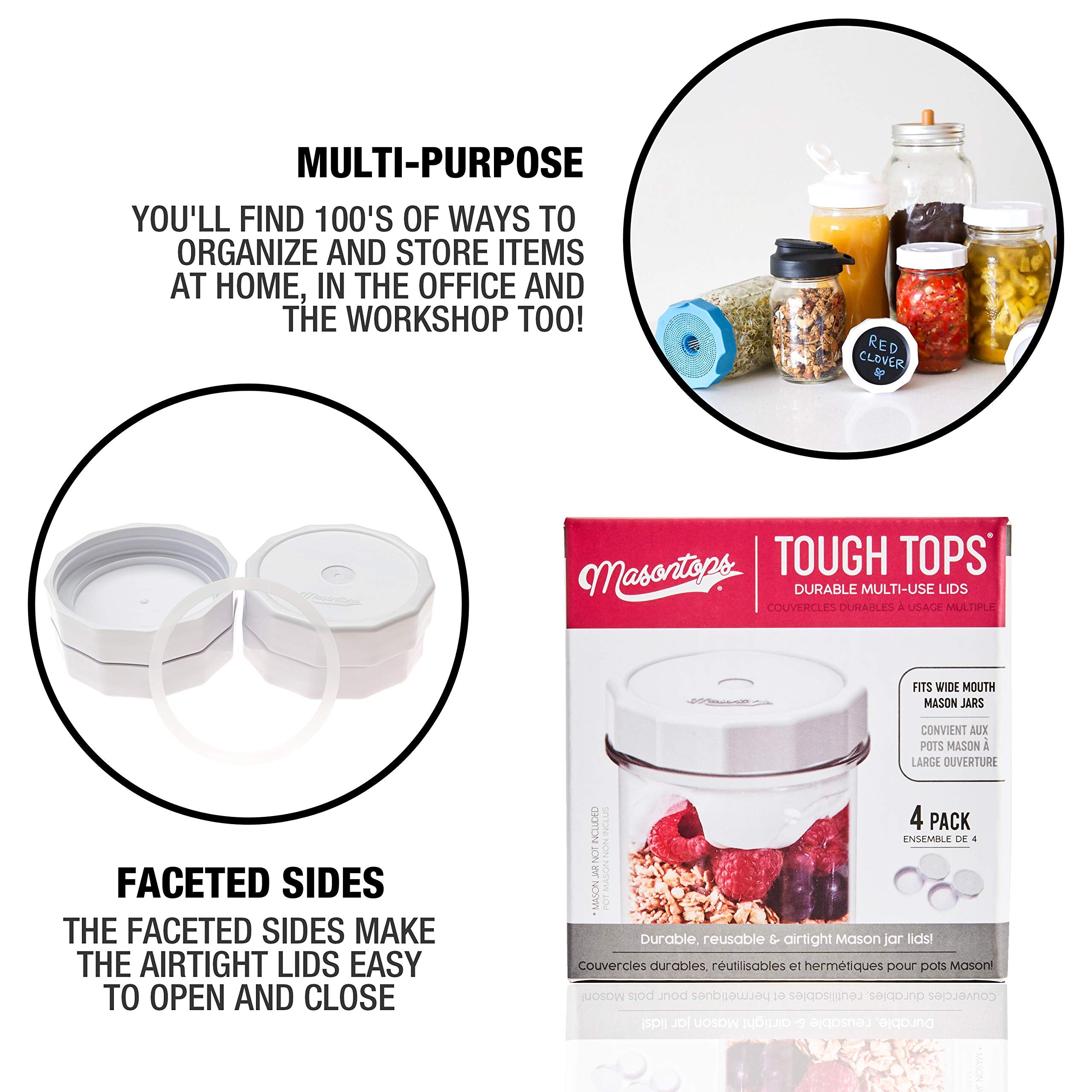 Masontops Tough Tops lid with faceted sides for easy grip