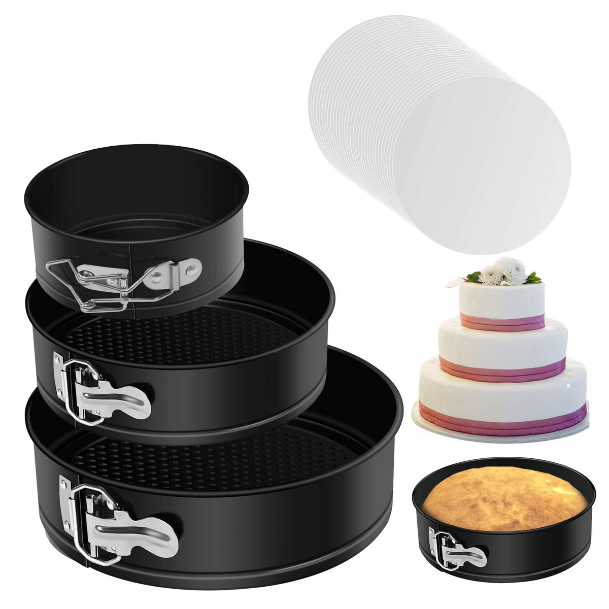 MASSUGAR 4in springform pan with removable base for mini cheesecakes