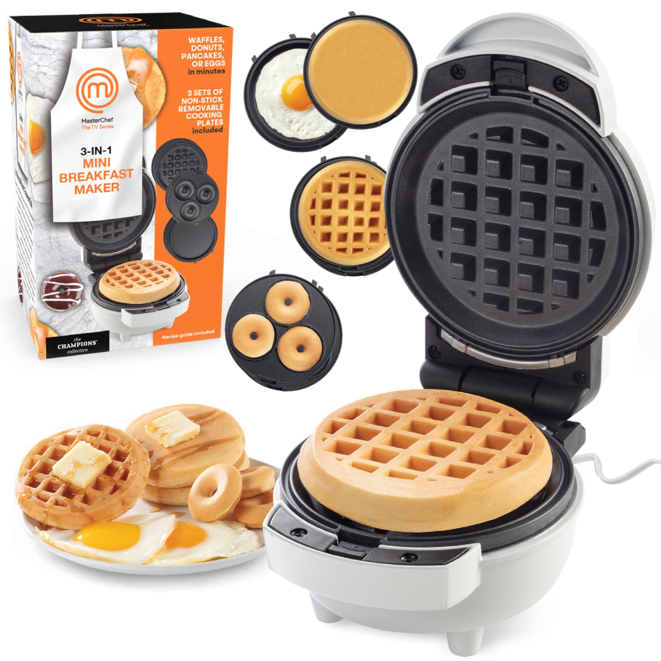 MasterChef 3-in-1 mini breakfast maker eggs plate for quick, easy morning meals.