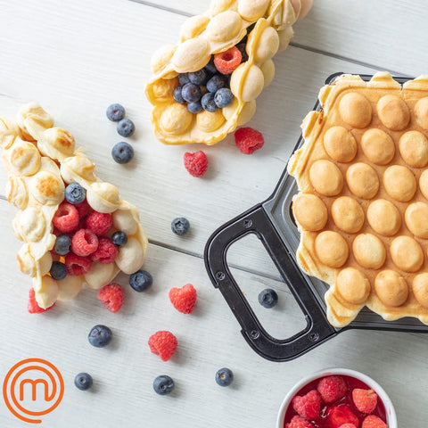 MasterChef Bubble Waffle Maker finished waffles display golden bubbles and crisp edges