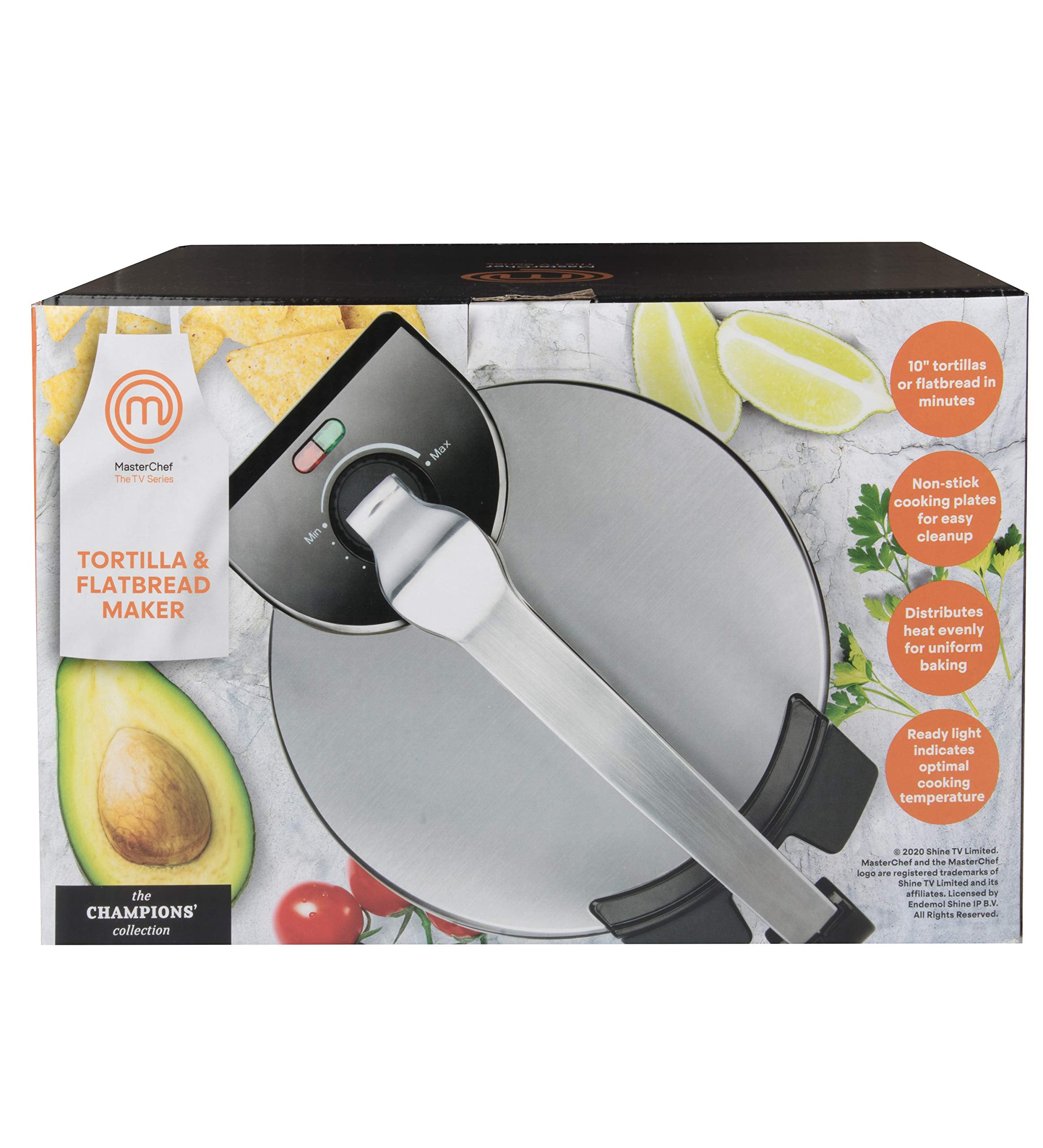 MasterChef electric tortilla maker compact upright storage saves counter space