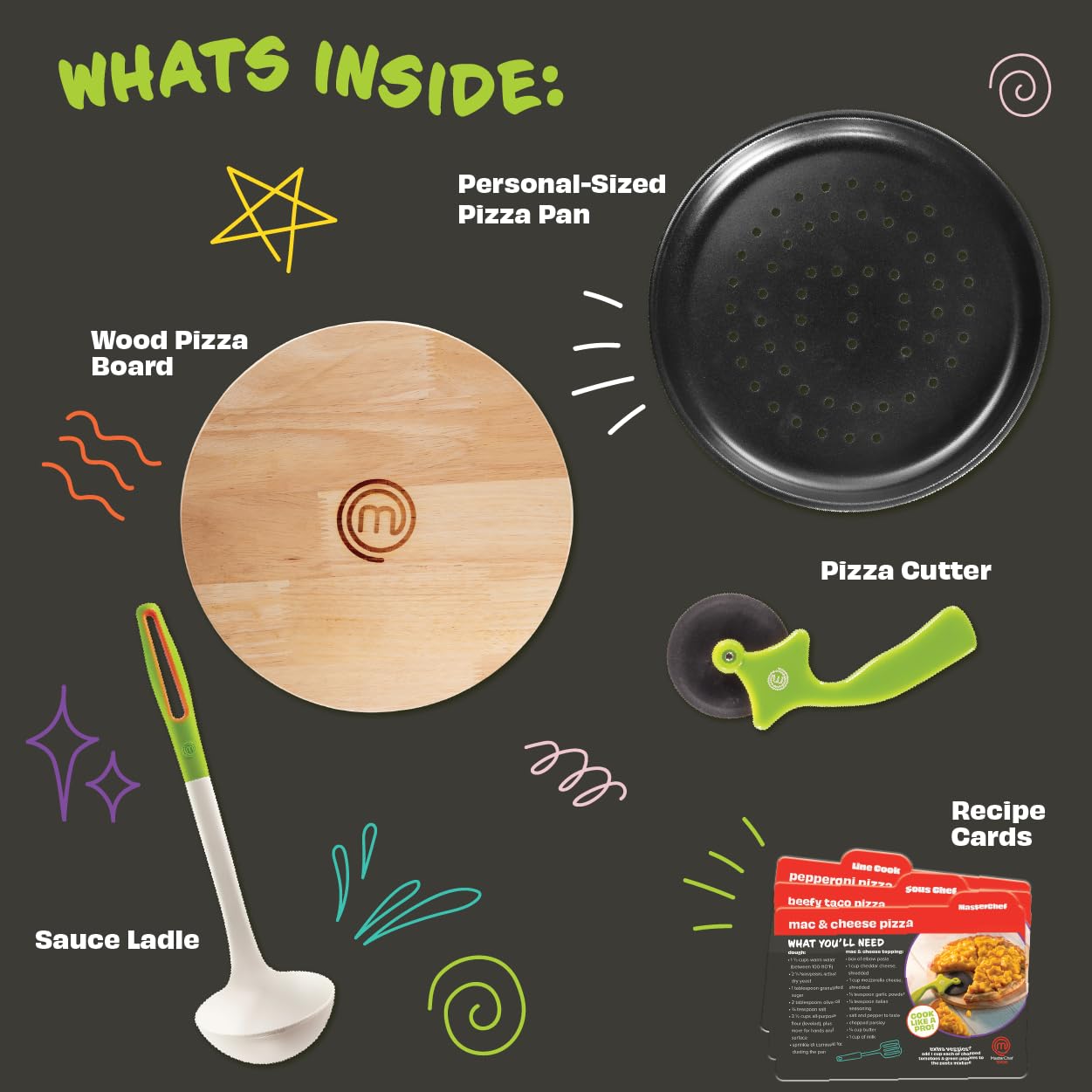 MasterChef Junior wood pizza board offering sturdy rolling surface.