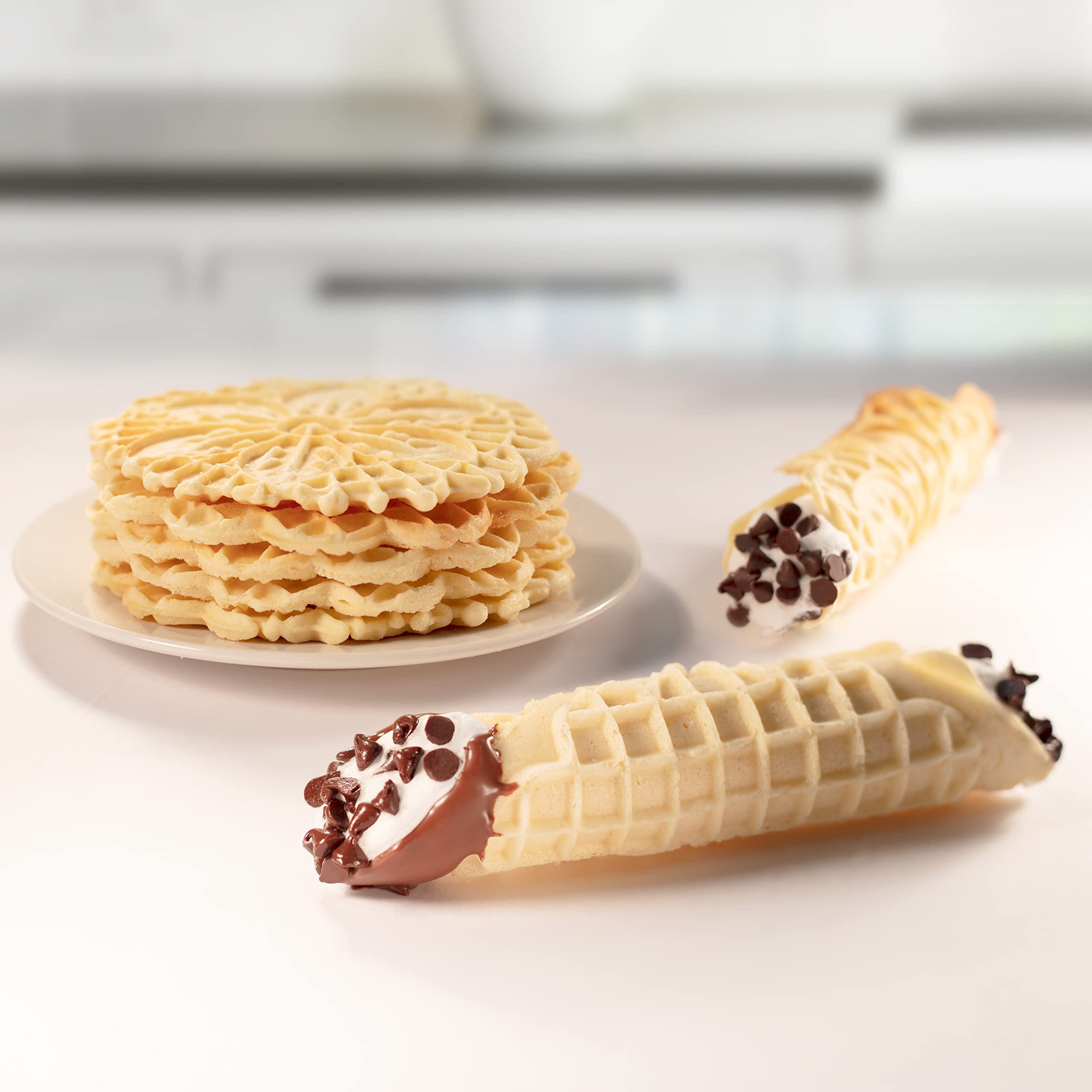 MasterChef pizzelle shells for cannoli or cone options.