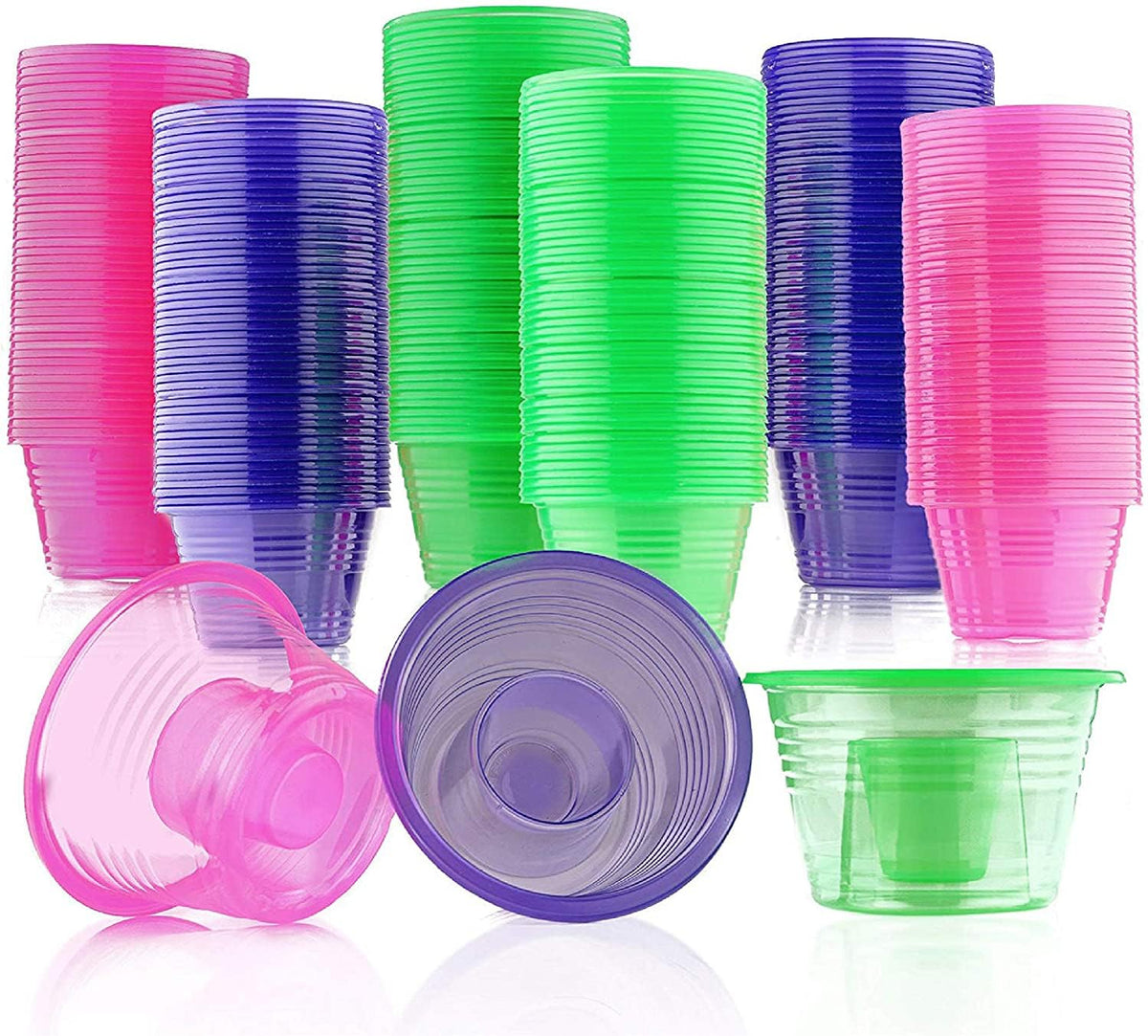 MATANA 150 neon bomb cups show inner 1oz and outer 3.75oz portions for controlled mixes.
