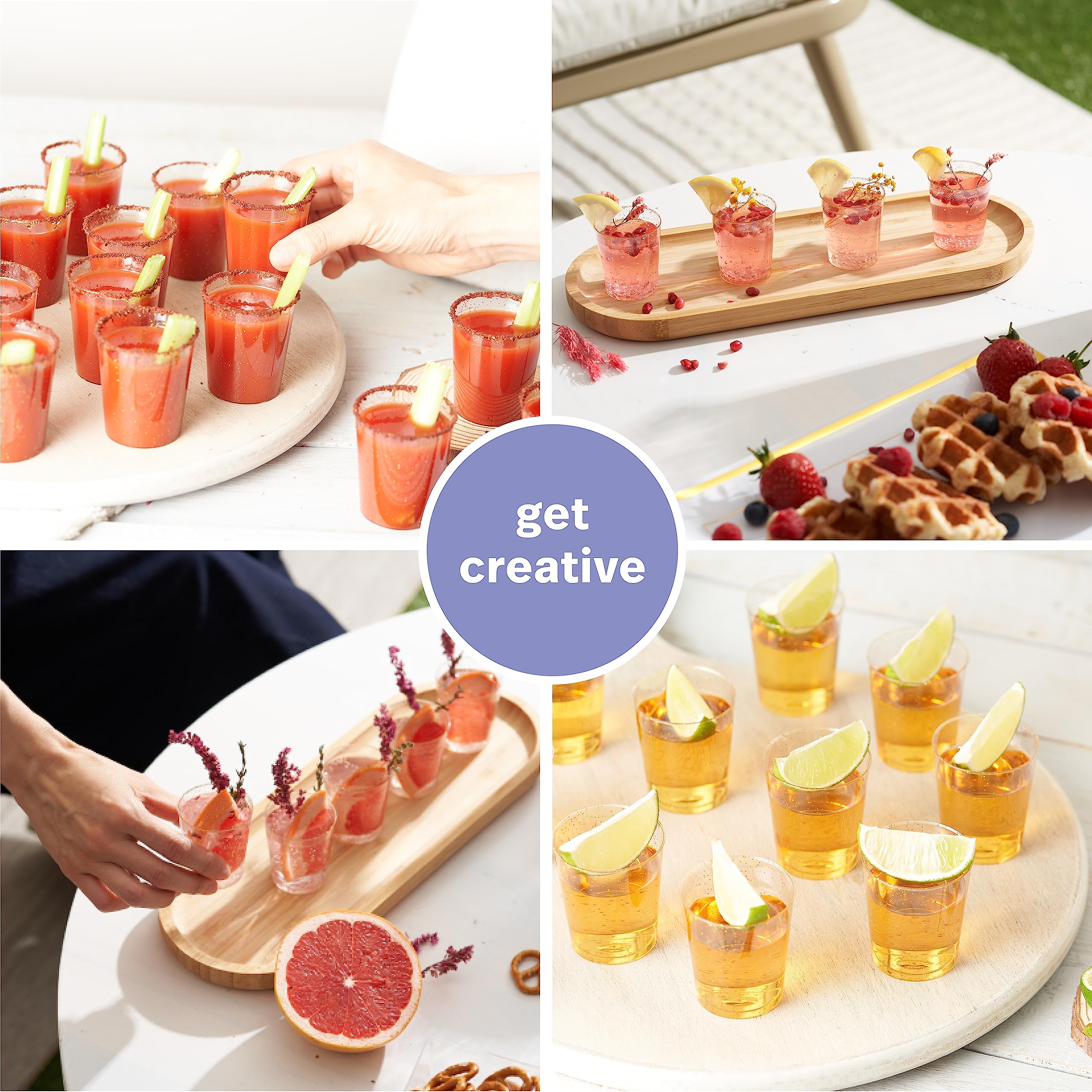 MATANA 200 Gold Glitter Shot Glasses paired with desserts create inviting bites.