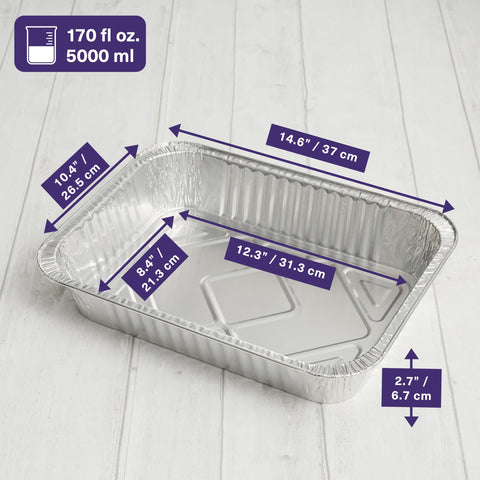MATANA stackable aluminum pans demonstrate space-saving storage for quick setups.