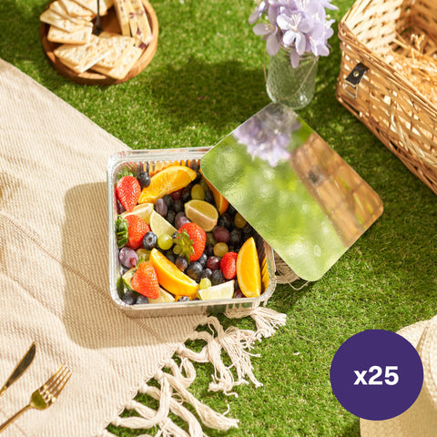 MATANA foil trays with lids, suitable for oven-to-table service.