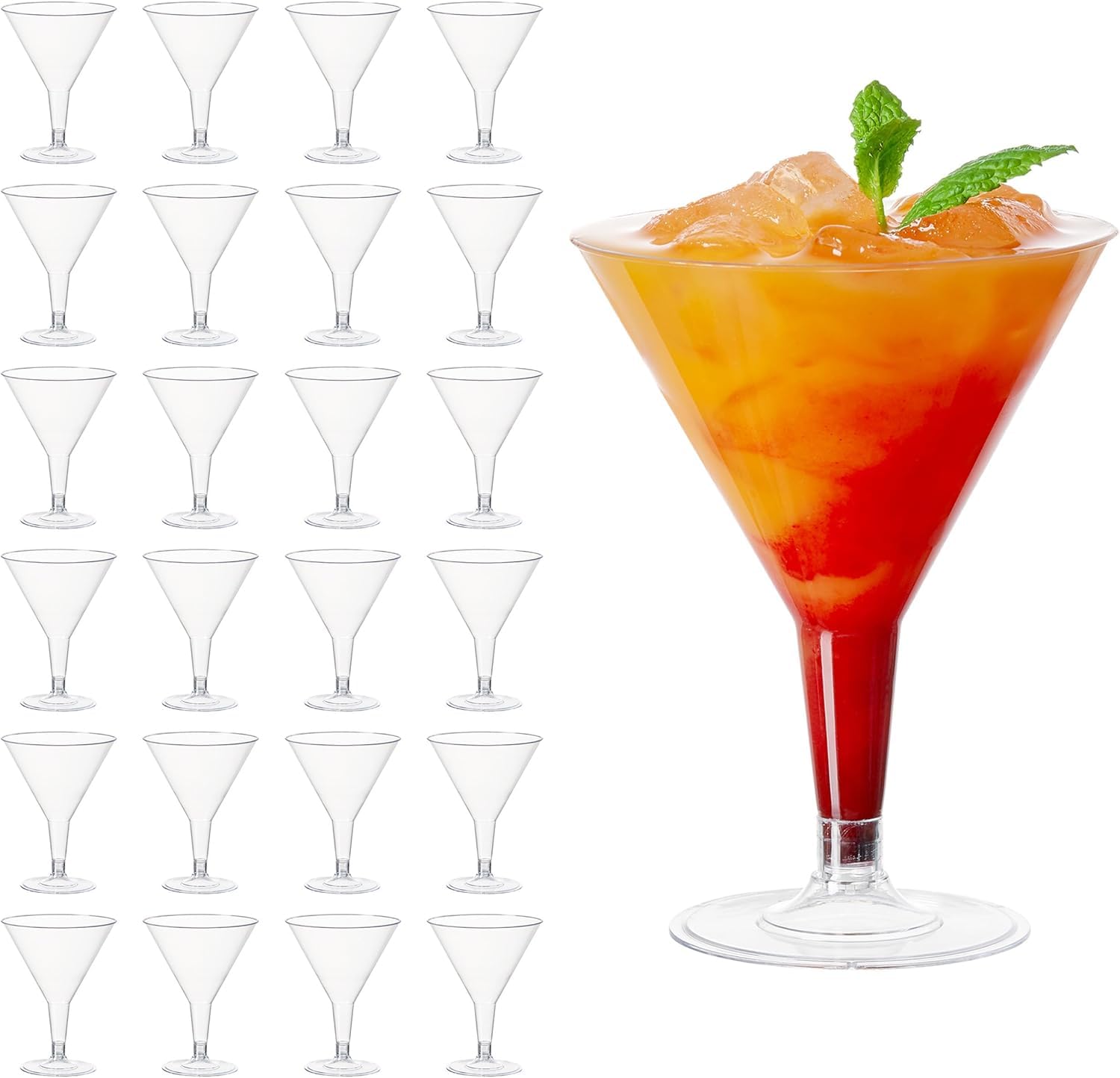 MATANA martini glasses 7oz durable plastic for party use