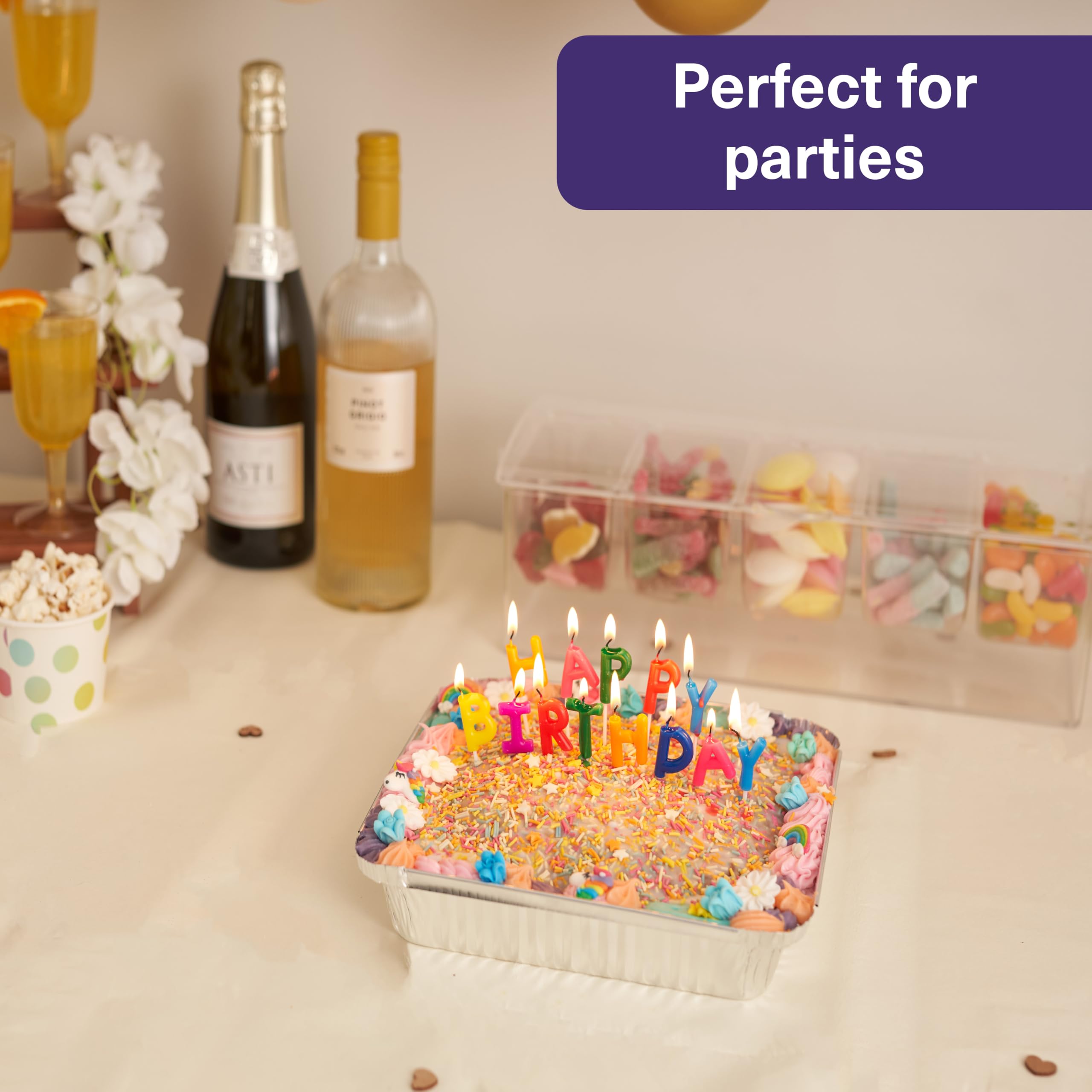 MATANA reusable aluminum trays with lids for repeated use and stacking.