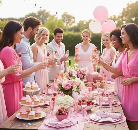 MATANA shatterproof pink flutes provide reliable use at indoor and outdoor events.