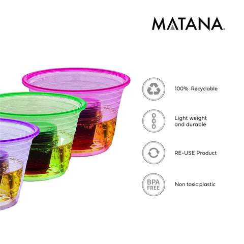 MATANA soft plastic bomb cups durable yet flexible for reuse or disposal.