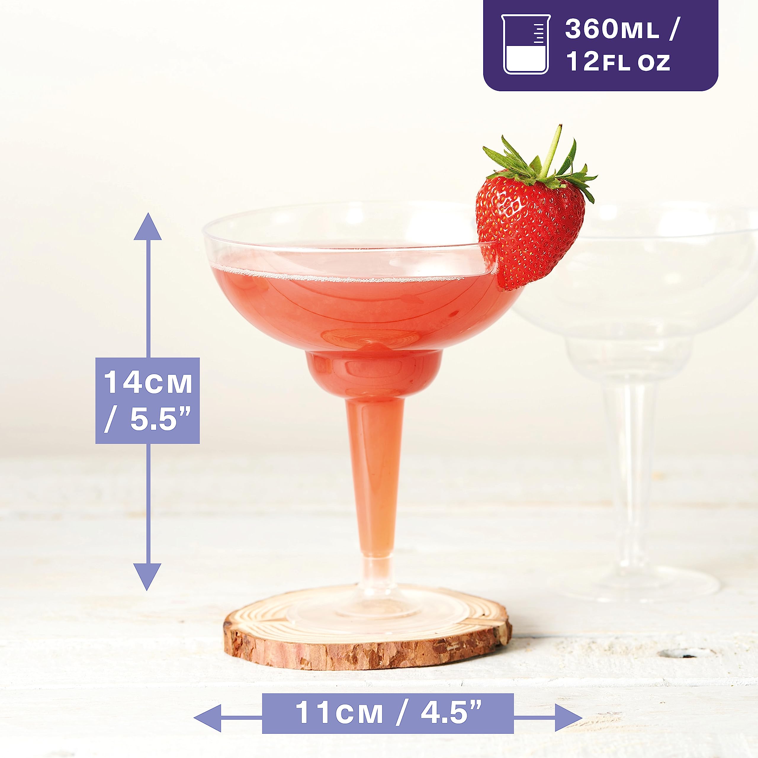 Matana two-part assembly margarita glass for easy setup.