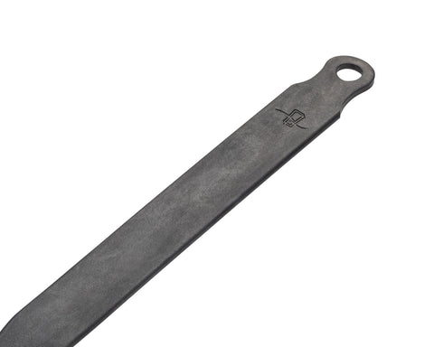Close-up of the iron surface with developing patina from seasoning.