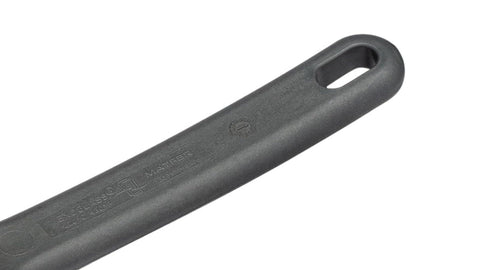 Matfer Bourgeat Exoglass spatula grey handle close-up highlighting ergonomic grip.